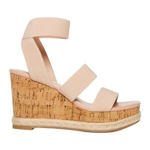 Madden Girl Womens Marandaa Slip On Strappy Wedge Sandals Size 10 Cork Heel